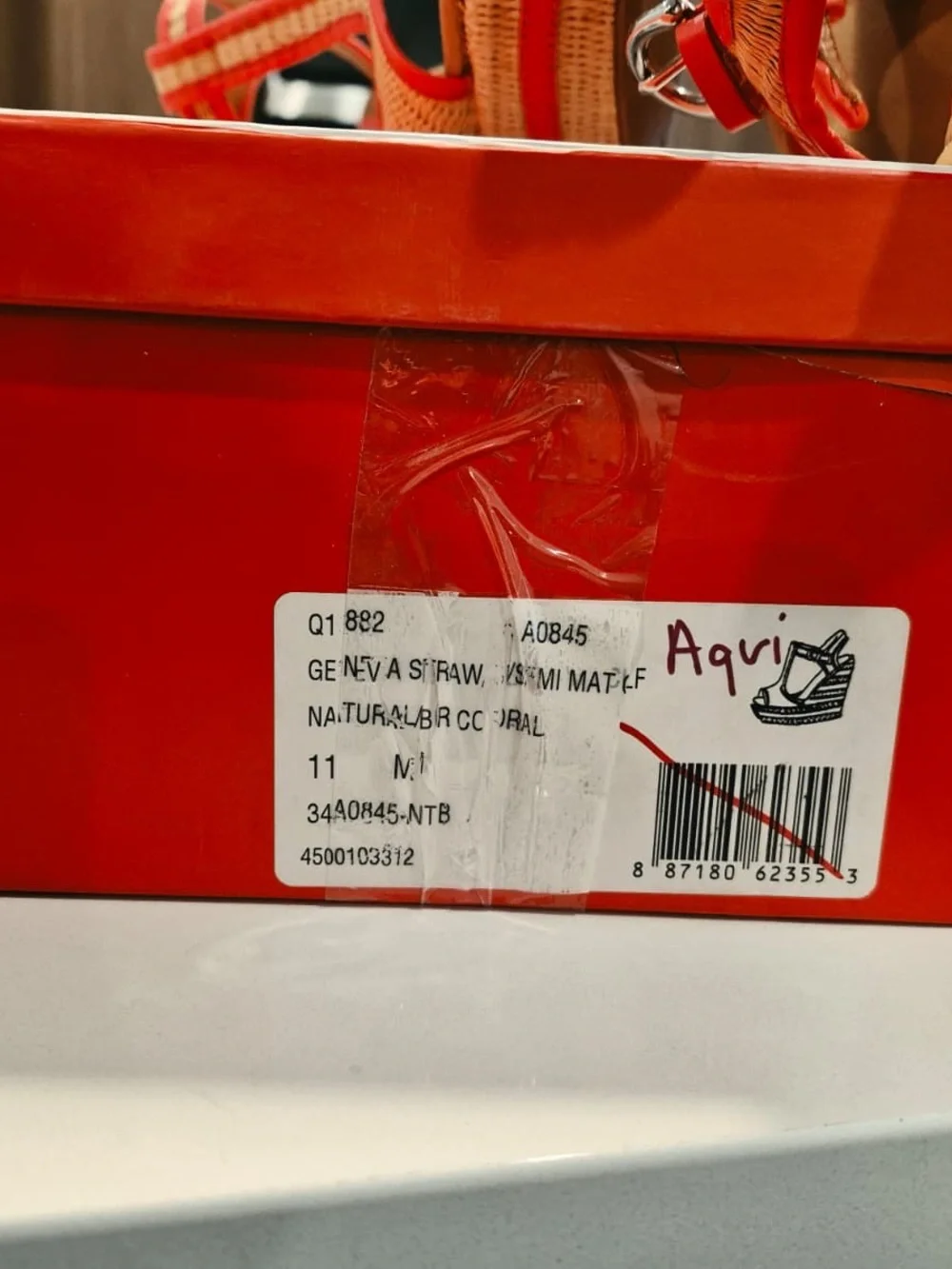 COACH GENEVA WEDGE NATURAL/BRIGHT CORAL Platforms Shoes  A0845 Size 11   NEW